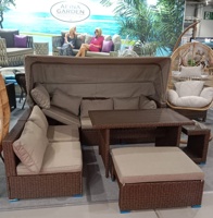 Комплект плетеной мебели из искусственного ротанга AFM-320B-T320 Brown/Beige с диваном-трансформером и столом