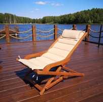 Складное кресло-шезлонг из термодерева AFM-709A Beige с подлокотниками