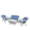 Комплект плетеной мебели Afina LV-520 White-Blue с голубыми подушками