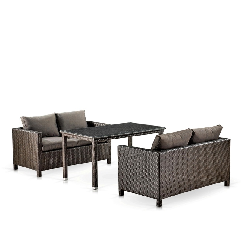 Обеденный комплект плетеной мебели из искусственного ротанга T256A/S59A-W53 Brown коричневый ротанг