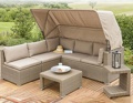 Компактный комплект плетеной мебели из искусственного ротанга AFM-320 Beige/Beige бежевый с диваном-трансформером
