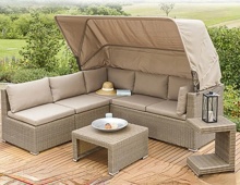 Компактный комплект плетеной мебели из искусственного ротанга AFM-320 Beige/Beige с диваном-трансформером