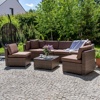 Плетеный модульный угловой диван из искусственного ротанга YR822BB-Brown-Brown коричневый ротанг