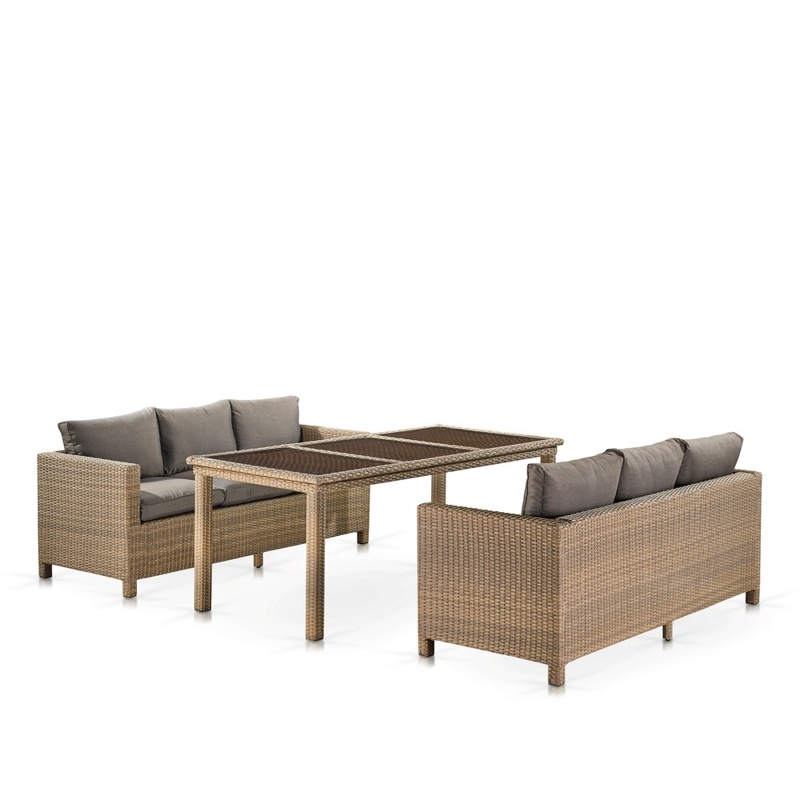 Обеденный комплект плетеной мебели из искусственного ротанга T365/S65B-W65 Light Brown светло-коричневый на 6 персон