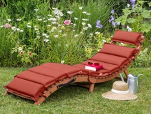 Шезлонг-лежак из термодерева AFM-803A Beige-Terracotta с терракотовым двусторонним матрасом