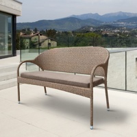 Плетёный диван из искусственного ротанга S70B-W56 Light Brown с подушкой на сидении