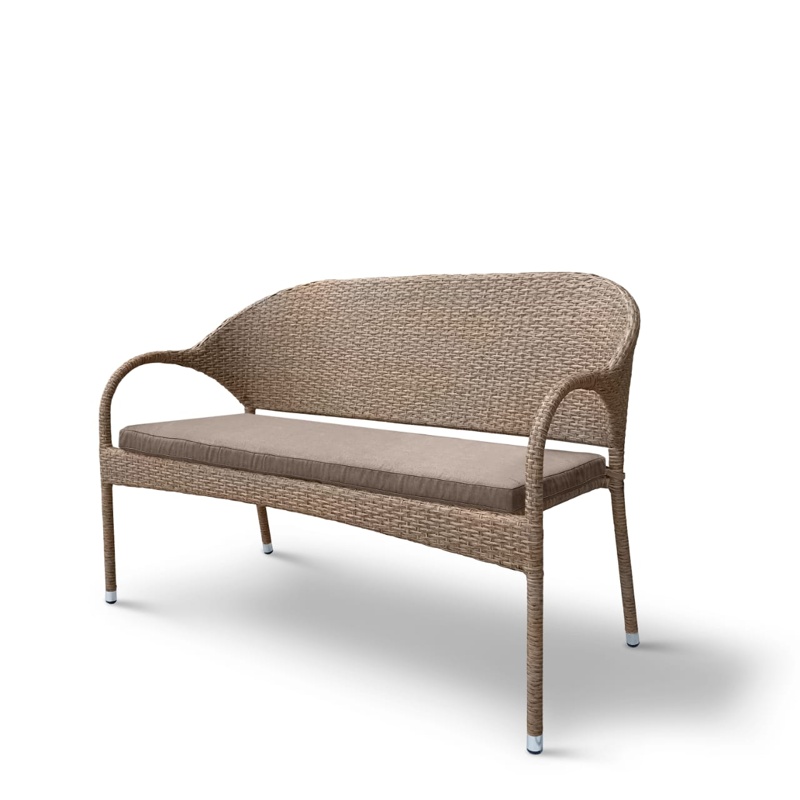 Плетёный диван из искусственного ротанга S70B-W56 Light Brown с подушкой