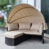 Круглый диван-кровать трансформер AFM-325B Brown из искусственного ротанга с тентом