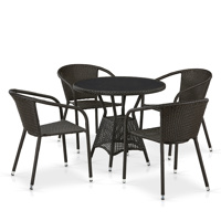 Обеденный комплект плетеной мебели из искусственного ротанга T707ANS/Y137C-W53 Brown круглый стол