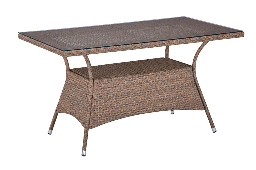 Обеденный комплект плетеной мебели из искусственного ротанга T198B/S54B-W56 Light brown с двумя диванами
