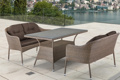 Обеденный комплект плетеной мебели из искусственного ротанга T198B/S54B-W56 Light brown с двумя диванами