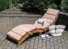 Шезлонг-лежак из термодерева AFM-803A Beige с бежевым матрасом