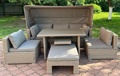 Комплект плетеной мебели из искусственного ротанга AFM-320-T320 Beige/Grey с диваном-трансформером и обеденным столом