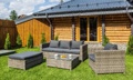 Угловая лаунж-зона GRAND VICKY из искусственного ротанга, серая