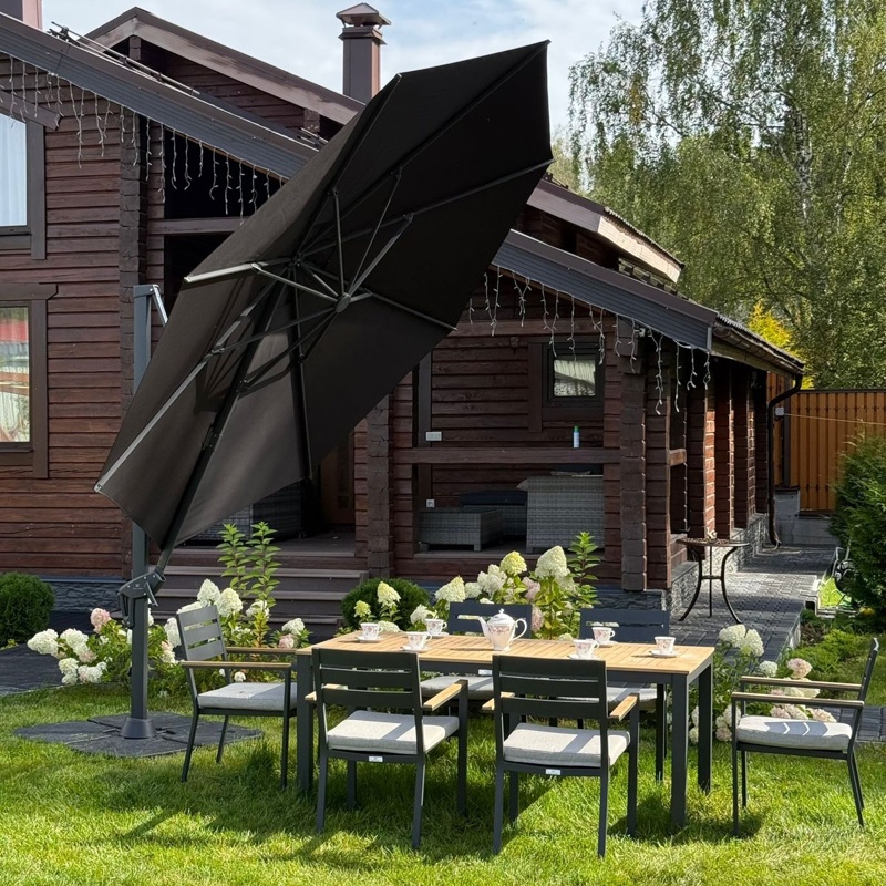 Зонт SKY BLACK круглый в комплекте с утяжелителями