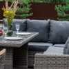 Обеденный комплект с диваном угловой ZORRO WOOD из искусственного ротанга, серый